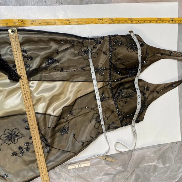 Vintage betsy adams Prom Dress Maxi Gown 4 gold 90s Y2K Goth Ombre Mesh Grunge - Picture 13 of 15